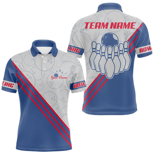 Maxcorners Personalized Bowling Jersey Polo & Quarter Zip For Men Custom Bowling Tournament Team Shirt LM1104