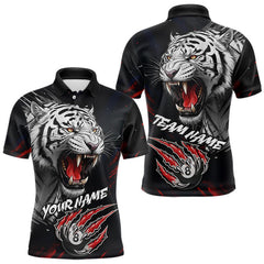 Maxcorners Personalized Tiger 8 Ball Pool Billiard Shirt For Men, Billiard Team Jersey Polo & 1/4 Zip |Red