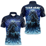 Maxcorners Personalized Blue Grim Reaper Darts Jersey For Men Custom Skull Dart Team Polo & Quarter Zip Shirt MT1810