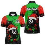 Maxcorners Green & Red Splash Santa Christmas 8 Ball Billiard Shirt For Men Custom Xmas Gift For Pool Player LM1809
