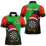 Maxcorners Funny Green And Red Splash Santa Christmas Darts Shirt For Men Custom Xmas Gifts Darts Jersey LM1809