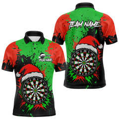 Maxcorners Funny Green And Red Splash Santa Christmas Darts Shirt For Men Custom Xmas Gifts Darts Jersey LM1809