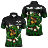 Maxcorners Black And Green Funny Alligator Darts Shirt For Men Custom Darts Jersey Team Polo & 1/4 Zip TU2309