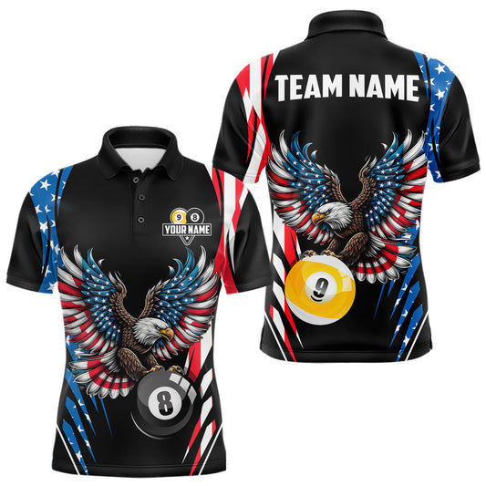Maxcorners American Flag Eagle 8 Ball & 9 Ball Billiard Shirt For Men Custom Patriotic Pool Team Jersey