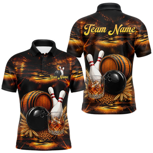 Maxcorners Personalized Vintage Bourbon Bowling Shirt For Men, Funny Bowling Jersey Team Polo & 1/4 Zip LM2704