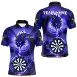 Maxcorners Blue Dartboard Lightning Dragon Mens Darts Shirt Custom Darts Jersey Team Polo & 1/4 Zip TU2310
