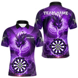 Maxcorners Purple Dartboard Lightning Dragon Mens Darts Shirt Custom Darts Jersey Team Polo & 1/4 Zip TU2310
