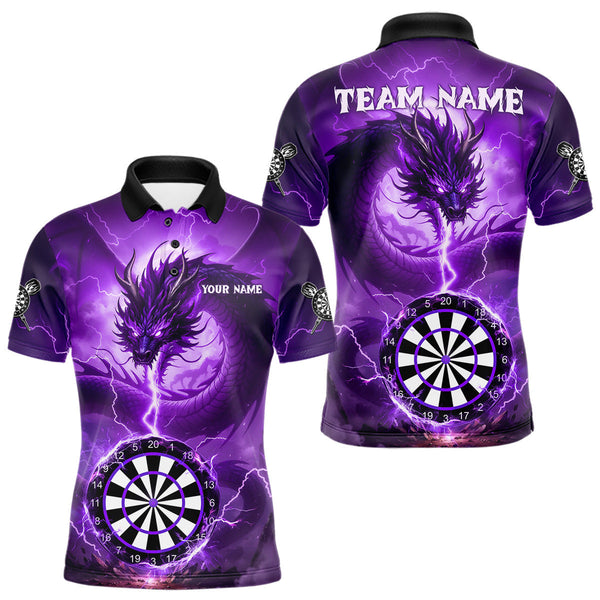 Maxcorners Purple Dartboard Lightning Dragon Mens Darts Shirt Custom Darts Jersey Team Polo & 1/4 Zip TU2310