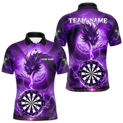 Maxcorners Purple Dartboard Lightning Dragon Mens Darts Shirt Custom Darts Jersey Team Polo & 1/4 Zip TU2310