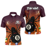 Maxcorners Orange Funny Spider Pool Balls Billiard Shirt For Men Custom 8 Ball Halloween Billiard Apparel LM0210