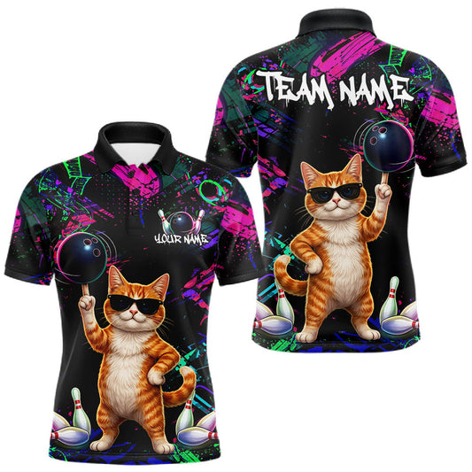Maxcorners Personalized Funny Cat Graffiti Bowling Jersey For Men
