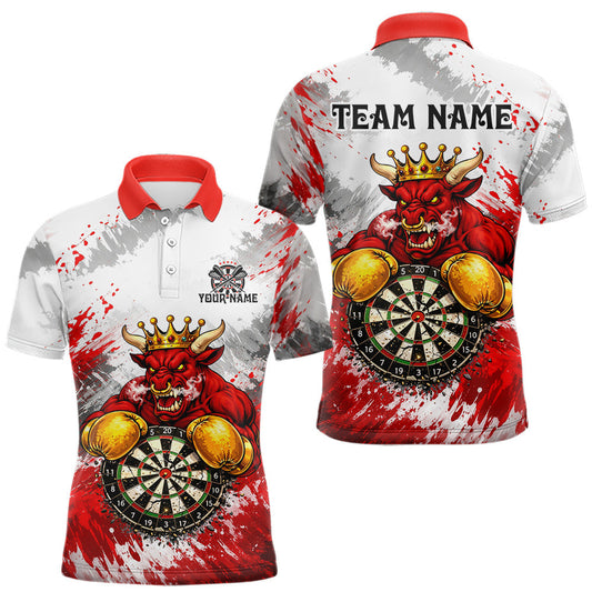 Maxcorners Personalized Black And Red Grunge Bull Darts Shirt For Men Custom Darts Jersey Team Polo & 1/4 Zip LM0101