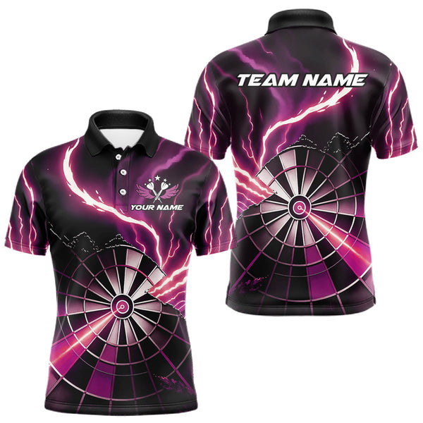 Maxcorners Personalized Pink Lightning Mens Dart Shirts Custom Glowing Darts Team Jersey Polo & 1/4 Zip TU0411