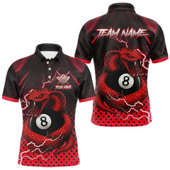 Maxcorners Personalized Red 8 Ball Lightning Cobra Snake Men's Billiards Shirts Custom Pool Team Jerseys MT0811