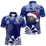 Maxcorners Blue Christmas Snowflake Pattern Darts Shirt For Men Custom Dart Jersey, Xmas Darts Gifts TU1011