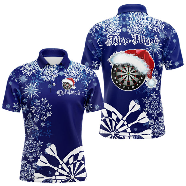 Maxcorners Blue Christmas Snowflake Pattern Darts Shirt For Men Custom Dart Jersey, Xmas Darts Gifts TU1011