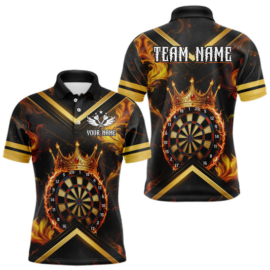 Maxcorners Black And Gold Dartboard Crown Darts Shirt For Men Custom Dart Jerseys Team Polo & 1/4 Zip