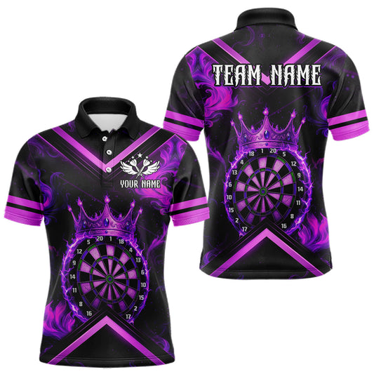 Maxcorners Black And Purple Dartboard Crown Darts Shirt For Men Custom Dart Jerseys Team Polo & 1/4 Zip