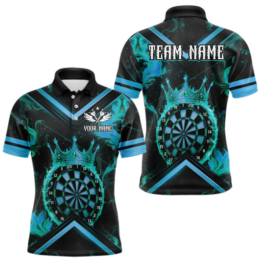 Maxcorners Black And Turquoise Dartboard Crown Darts Shirt For Men Custom Dart Jerseys Team Polo & 1/4 Zip