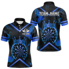Maxcorners Black And Blue Dartboard Crown Darts Shirt For Men Custom Dart Jerseys Team Polo & 1/4 Zip TU1612