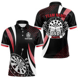 Maxcorners Funny Black And Red 180 Darts Shirt For Men Custom Dartboard Jersey Team Polo & Quarter Zip LM2110