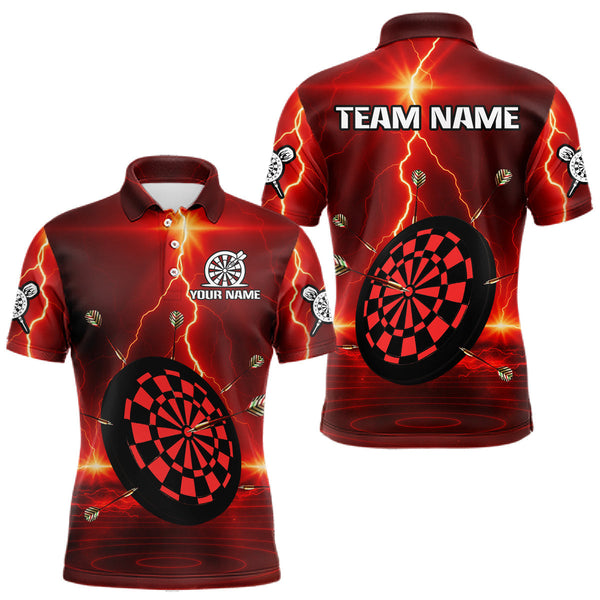 Maxcorners Personalized Dartboard Thunder Lightning Red Darts Shirt For Men Custom Glowing Darts Team Jersey LM0210