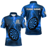 Maxcorners Personalized Dartboard Thunder Lightning Blue Darts Shirt For Men Custom Glowing Darts Team Jersey  LM0210