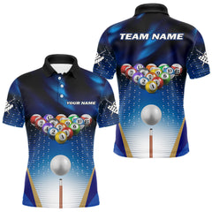 Maxcorners Blue Billiard Jersey For Men Custom 3D Billiard Tournament Shirt, Pool Team Jersey Polo & 1/4 Zip MT0410