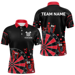 Maxcorners Custom Black And Red Butterflies Funny Dart Men Polo Shirt Dart Team Jerseys LM0910
