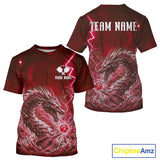 Maxcorners Lightning Red Waves Dragon Custom Men's Pickleball T-Shirt Pickleball Team Jerseys MT0811