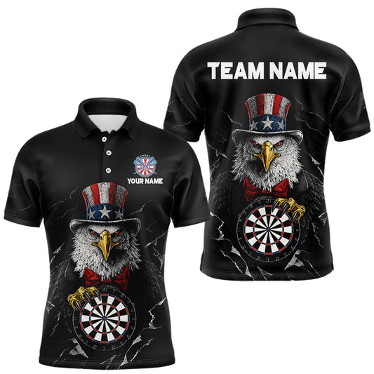 Maxcorners Custom Patriotic Funny Eagle Dartboard Men Darts Polo & Quarter-Zip Shirt Personalized Dart Jerseys