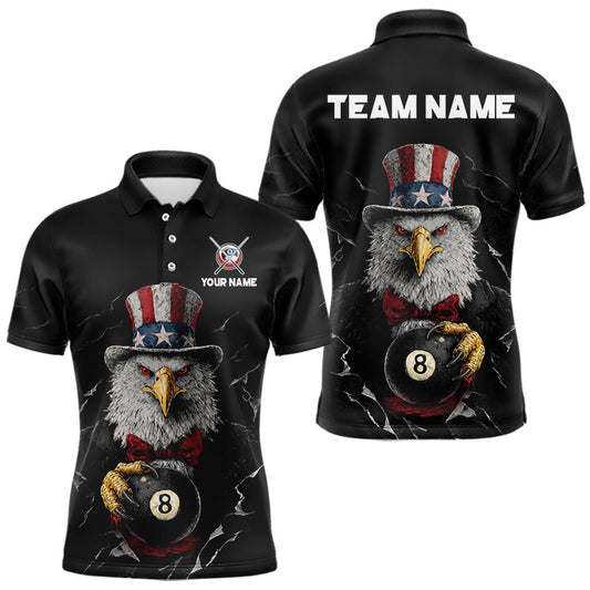 Maxcorners Red Dripping Patriotic Funny Eagle 8 Ball Men Billiard Pool Shirt Personalized Billiard Team Jerseys