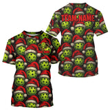 Maxcorners Custom Funny Christmas Pickleball Ball T-Shirt For Men Xmas Pickleball Jerseys LM0910