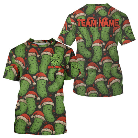 Maxcorners Custom Pickle Christmas Funny Pickleball T-Shirt For Men Xmas Pickleball Jerseys LM0910