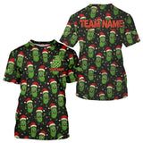 Maxcorners Custom Santa Hat Pickle Christmas Pickleball Men T-Shirt Xmas Funny Pickleball Jerseys LM0910