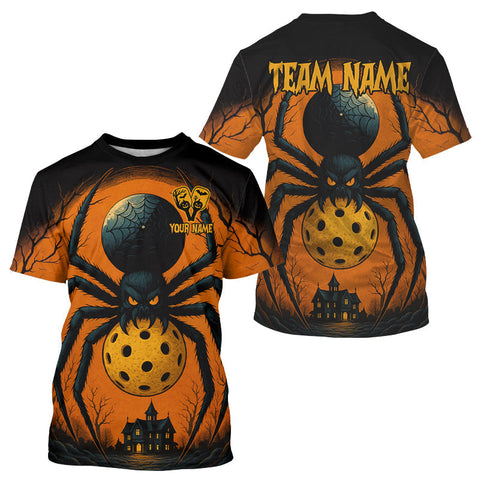 Maxcorners Custom Spider Grunge Halloween Pickleball Ball T-Shirt For Men Creepy Pickleball Jerseys LM0910