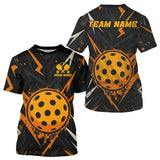 Maxcorners Custom Black Orange Grunge Pickleball Men T-Shirt Outfits Pickleball Jerseys LM0910
