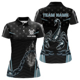 Maxcorners Flame Darts & Scorpion Men's Darts Shirt - Custom Name For Steel Blue Darts Jersey LM1506