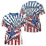 Maxcorners Custom USA Flag Patriotic Pickleball Ball T-Shirt For Men Grunge Pickleball Jerseys LM0910