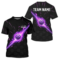 Maxcorners Custom Lightning Purple Pickleball Ball T-Shirt Men's Pickleball Tournament Shirt LM1411