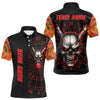 Maxcorners Flaming Skull Rock Hand & Red Dartboard Men's Darts Shirt - Custom Name For Players LM1506
