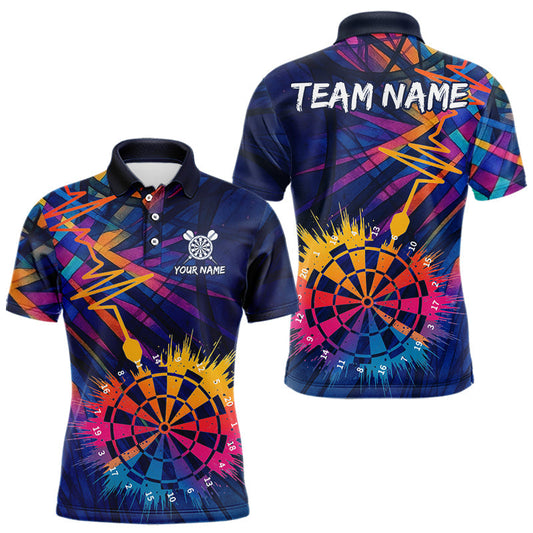 Maxcorners Custom Rainbow Dartboard Dart Men Polo Shirt Colorful Vibrant Dart Jerseys LM0910