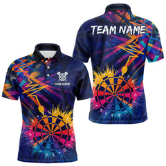 Maxcorners Custom Rainbow Dartboard Dart Men Polo Shirt Colorful Vibrant Dart Jerseys LM0910