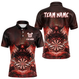 Maxcorners Custom Red Flames Skeleton Grunge Dartboard Men Darts Polo Shirt Horror Dart Jerseys TU1011