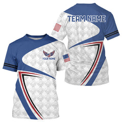 Maxcorners Custom US Flag Patriotic Pickleball League Jerseys For Men Wings Pickleball Ball Shirts