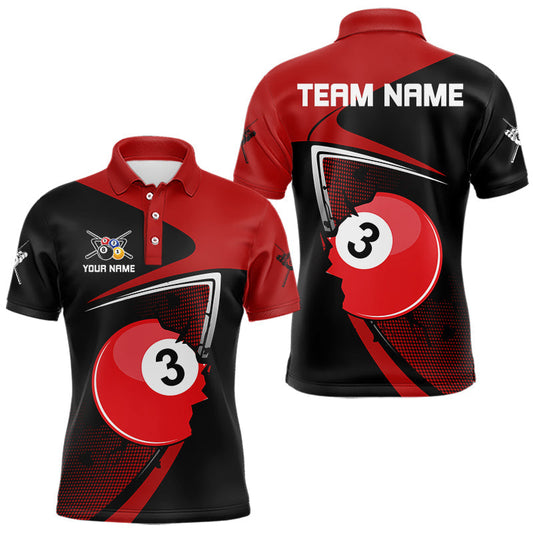Maxcorners Red Crack Ball Pool Men Billiard Polo & 1/4-Zip Shirt Personalized Balls Billiard Gifts LM0901