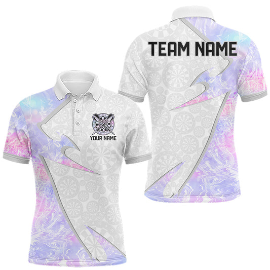 Personalized Pink-Purple Holographic Dartboard Men Darts Polo & 1/4-Zip Shirts Dart Team Jerseys LM1203