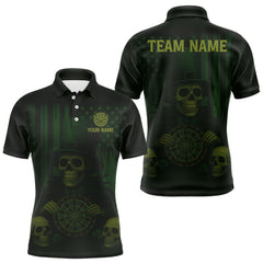 Maxcorners Custom Skull Shamrock Dartboard Patrick's Day Dart Polo Shirt For Men Patrick Dart Jersey TU0809