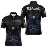 Maxcorners Black Smokes Eagle Chain Blue Grunge Dartboard Custom Men Darts Polo Shirt Dart Jerseys TU1011