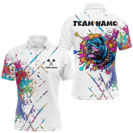 Maxcorners Custom Colorful Bulldog Funny Dart Polo Team Shirts For Men Bulldog Dart League Jerseys LM1112